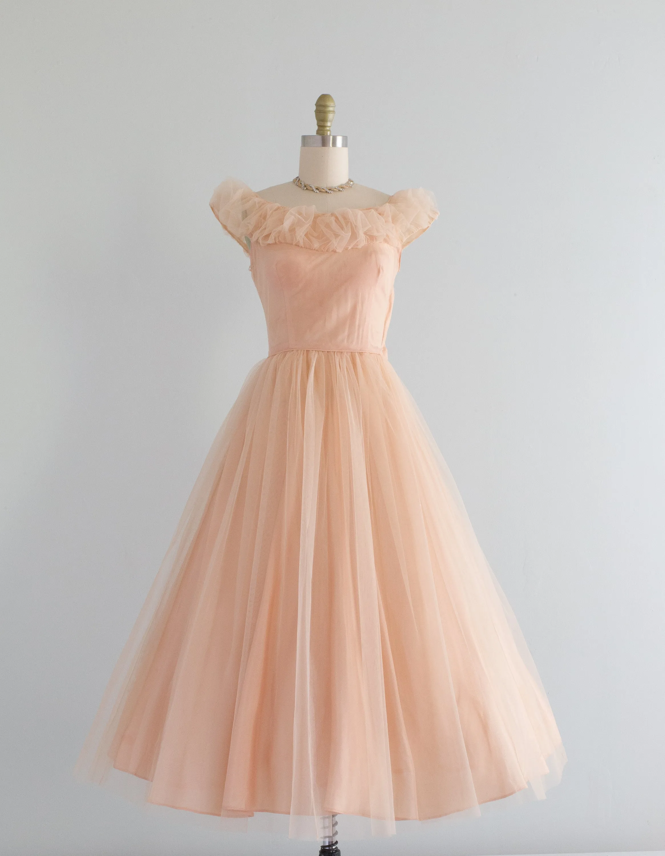 1950's Shell Tulle Ballet Length Party Dress / Small