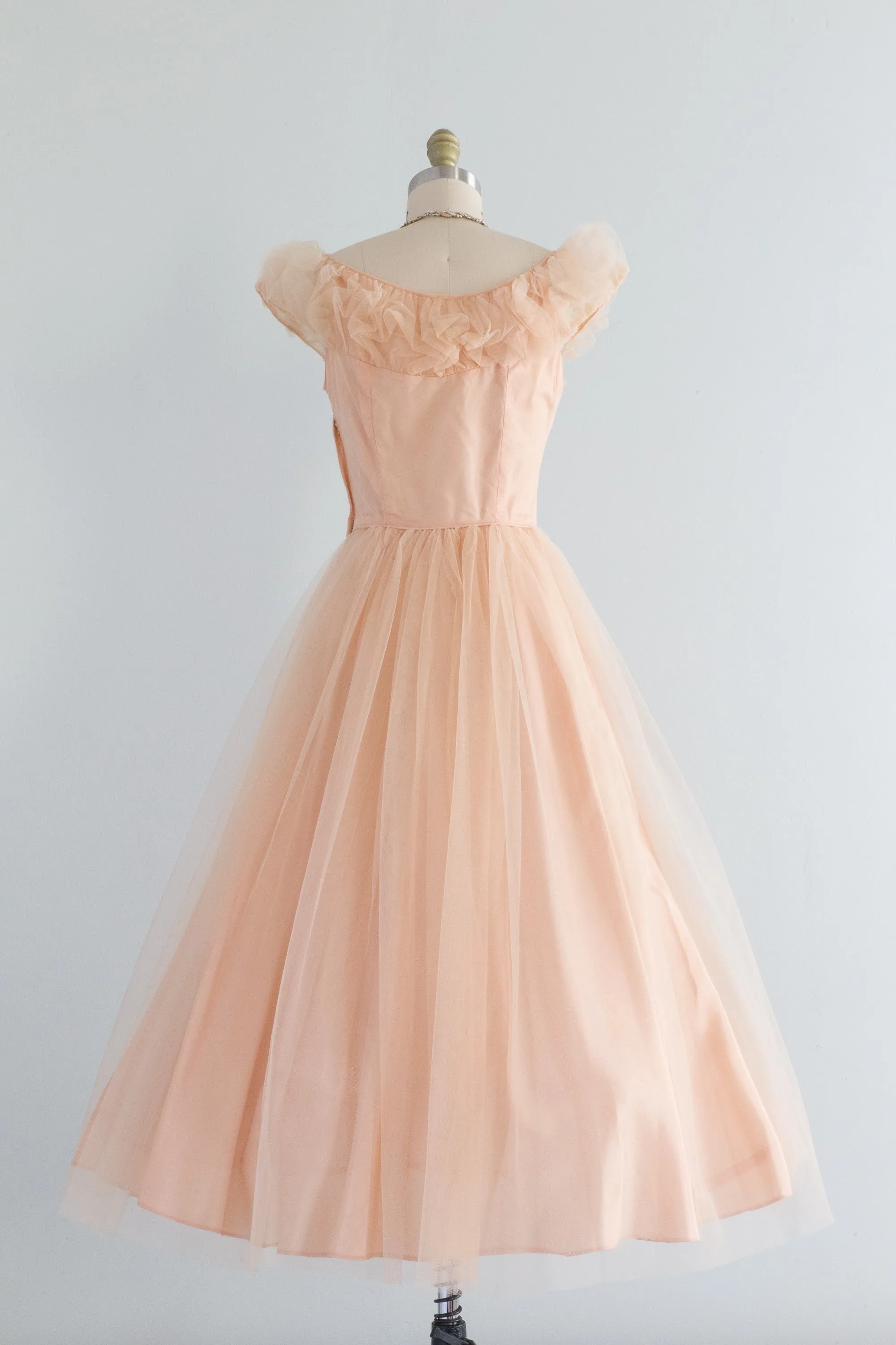 1950's Shell Tulle Ballet Length Party Dress / Small