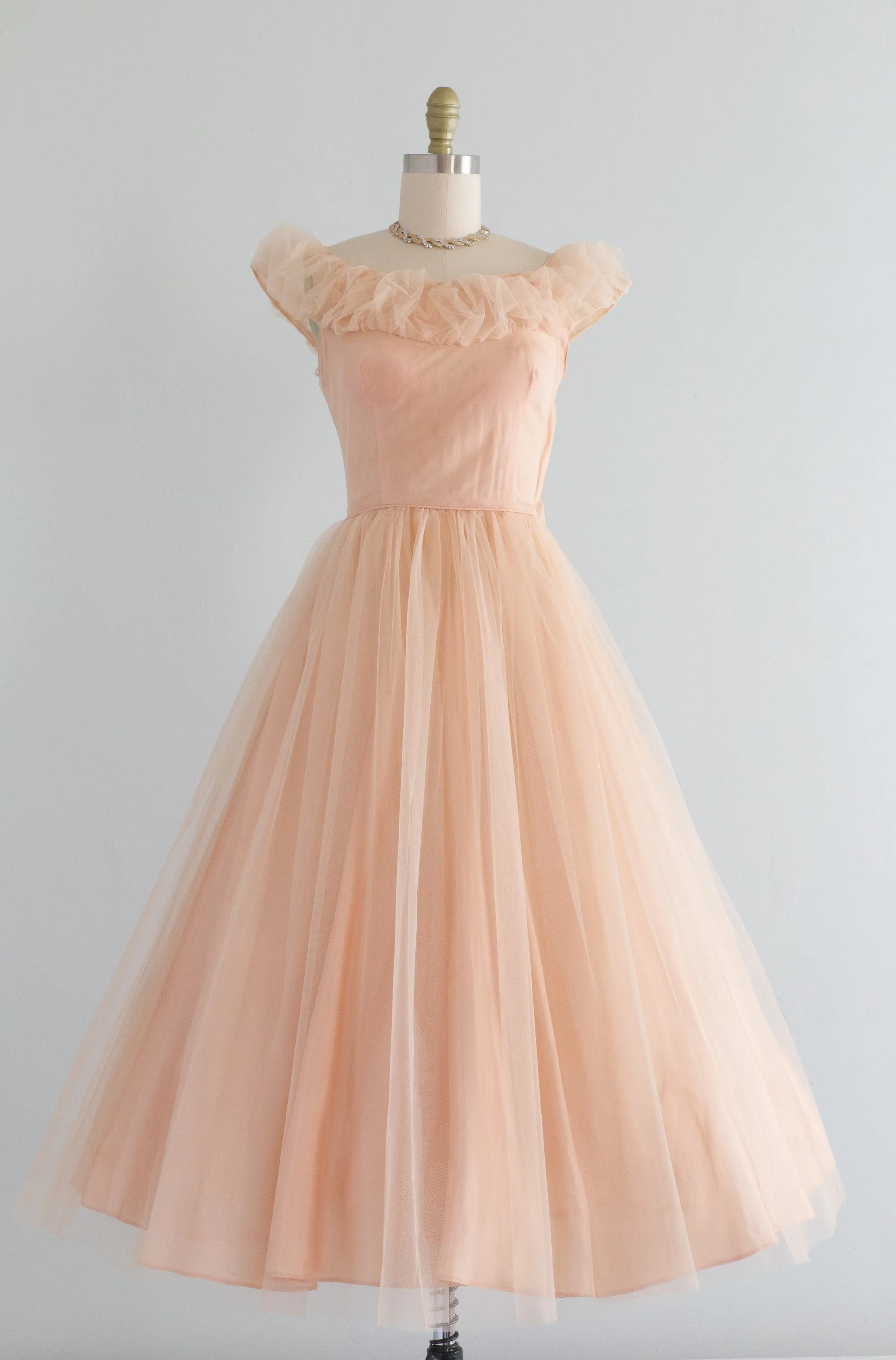 1950's Shell Tulle Ballet Length Party Dress / Small