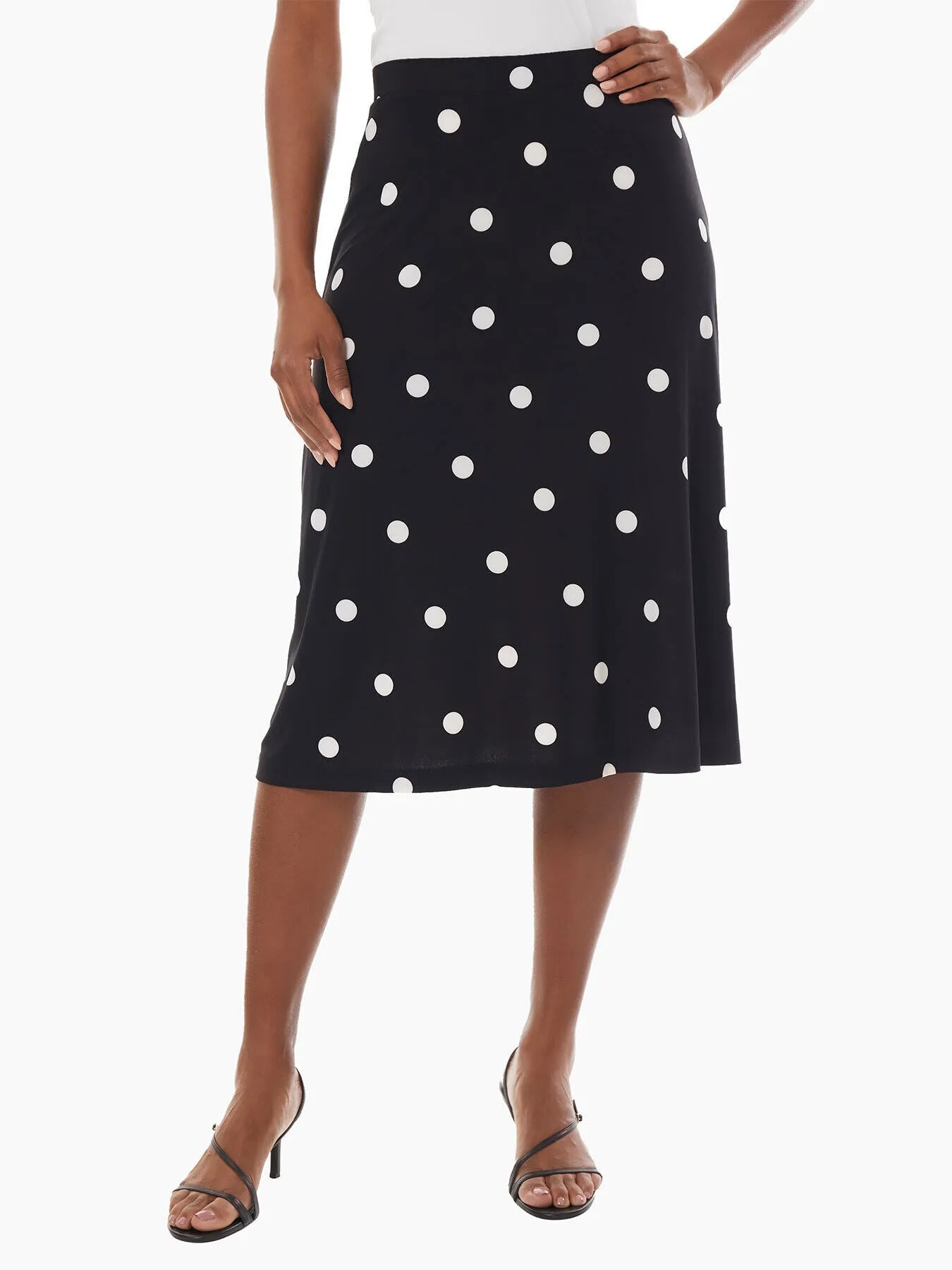 A-Line Jersey Knit Midi Skirt