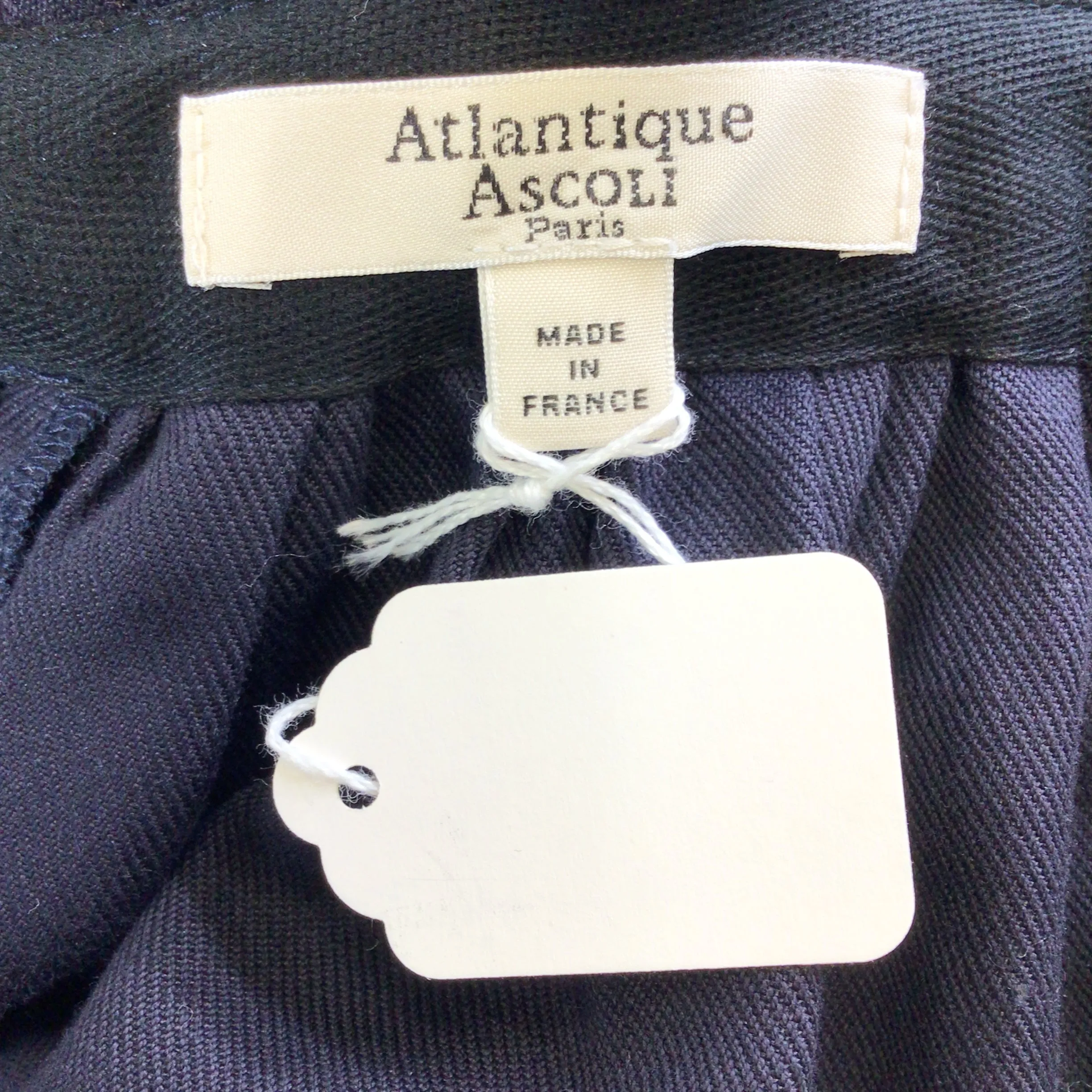 Atlantique Ascoli Navy Blue Long Cotton and Linen Skirt