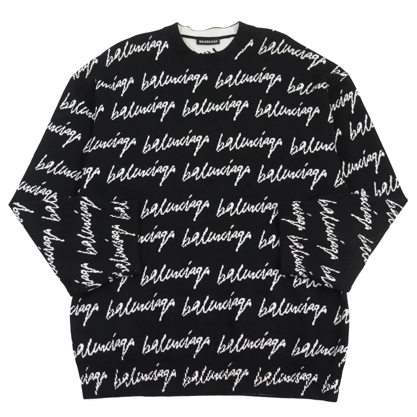 Balenciaga Logo Oversized Crew Neck Knit Black S