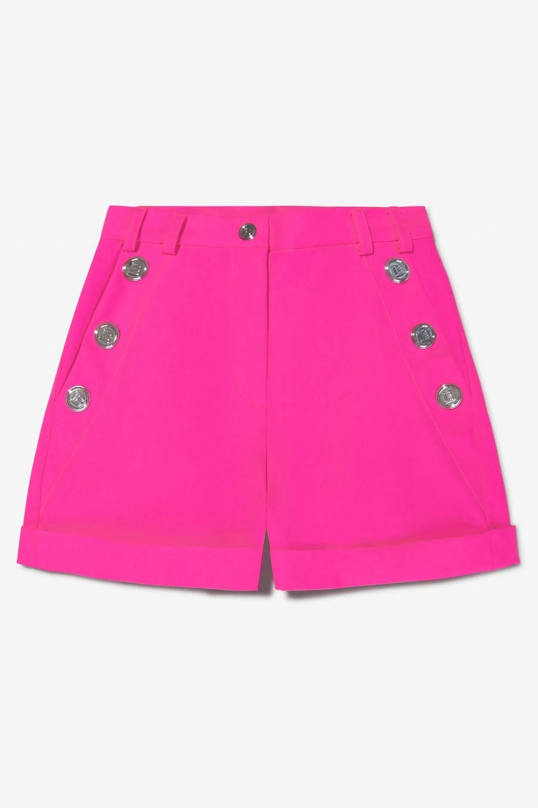 Balmain Girls Wool Button Trim Shorts