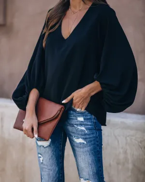 Bells Will Be Ringing Balloon Sleeve Blouse - Black