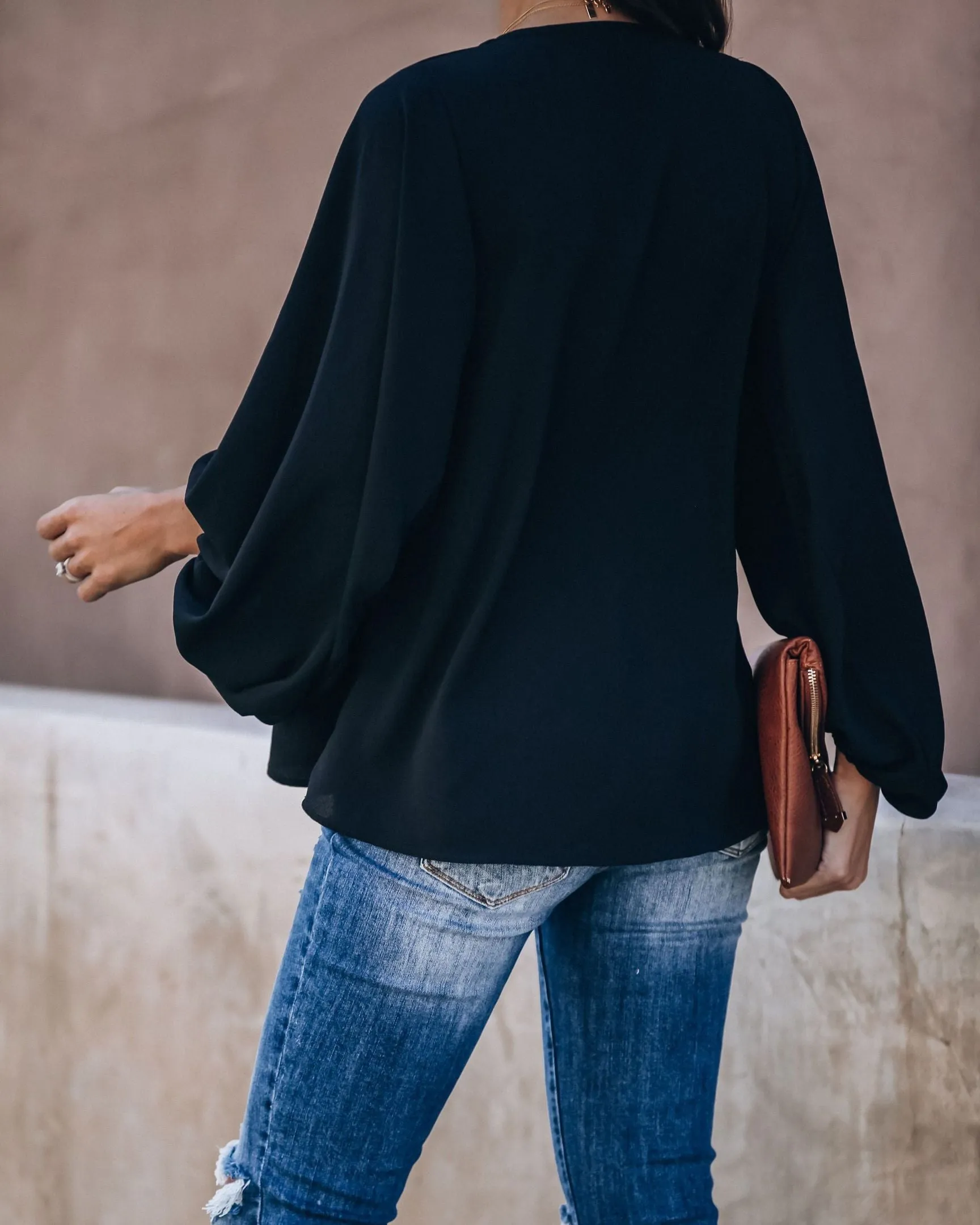 Bells Will Be Ringing Balloon Sleeve Blouse - Black