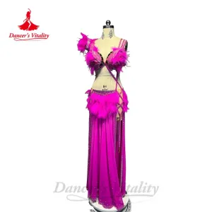 Belly Dance Costume Women's Customized High-end Feathers Rhinestone Dress Oriental Dance Professional High End Dance Skirt