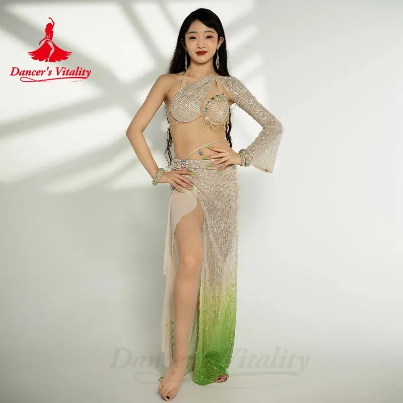 Belly Dance Professional Clothes for Women Cusomzied Adult Children Bellydance Bra long Skirt 2pcs Girl's Belly Dancing Outfit