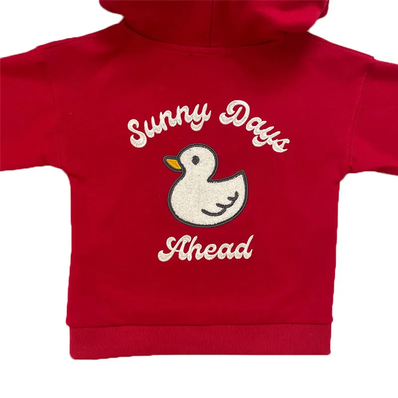 Boy Embroidery Oversized Hoodie - Dark Red - SB2312277C