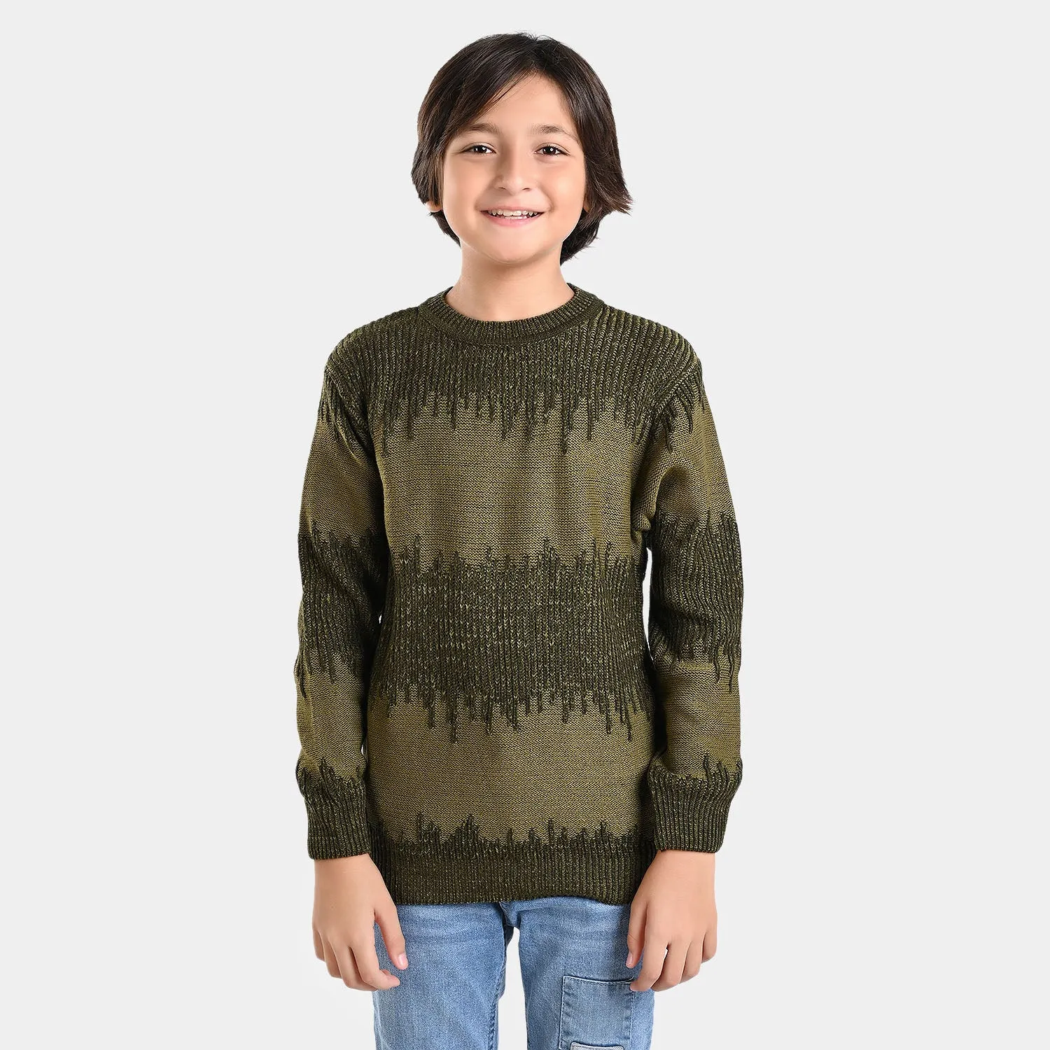 Boys Acrylic Sweater Equalizer-Olive