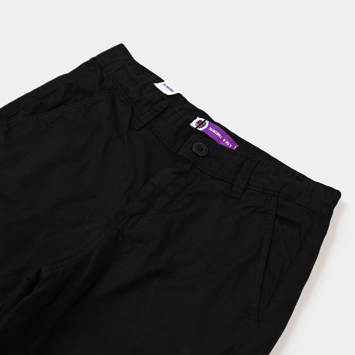 Boys Cotton Short Cargo Zip - BLACK