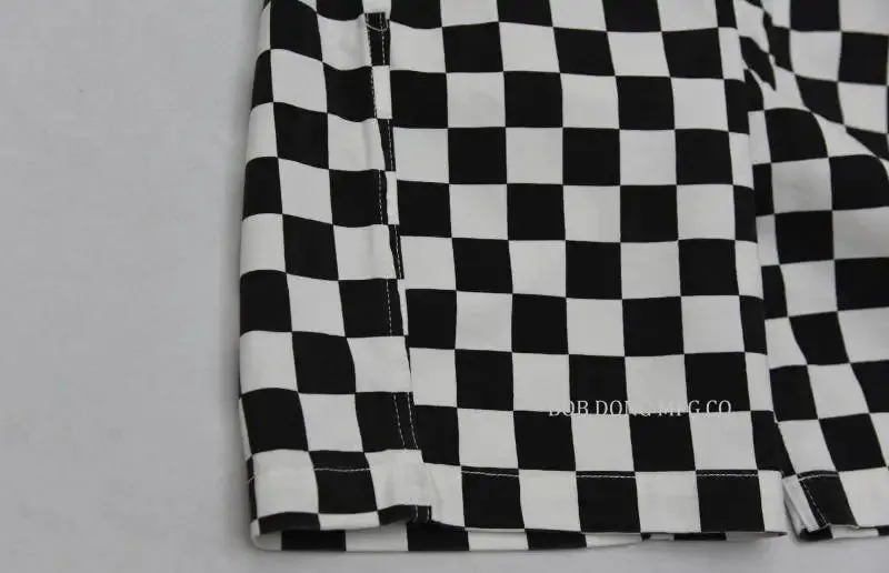 Checkerboard Racing Track Style Men Shorts - Black & White Check