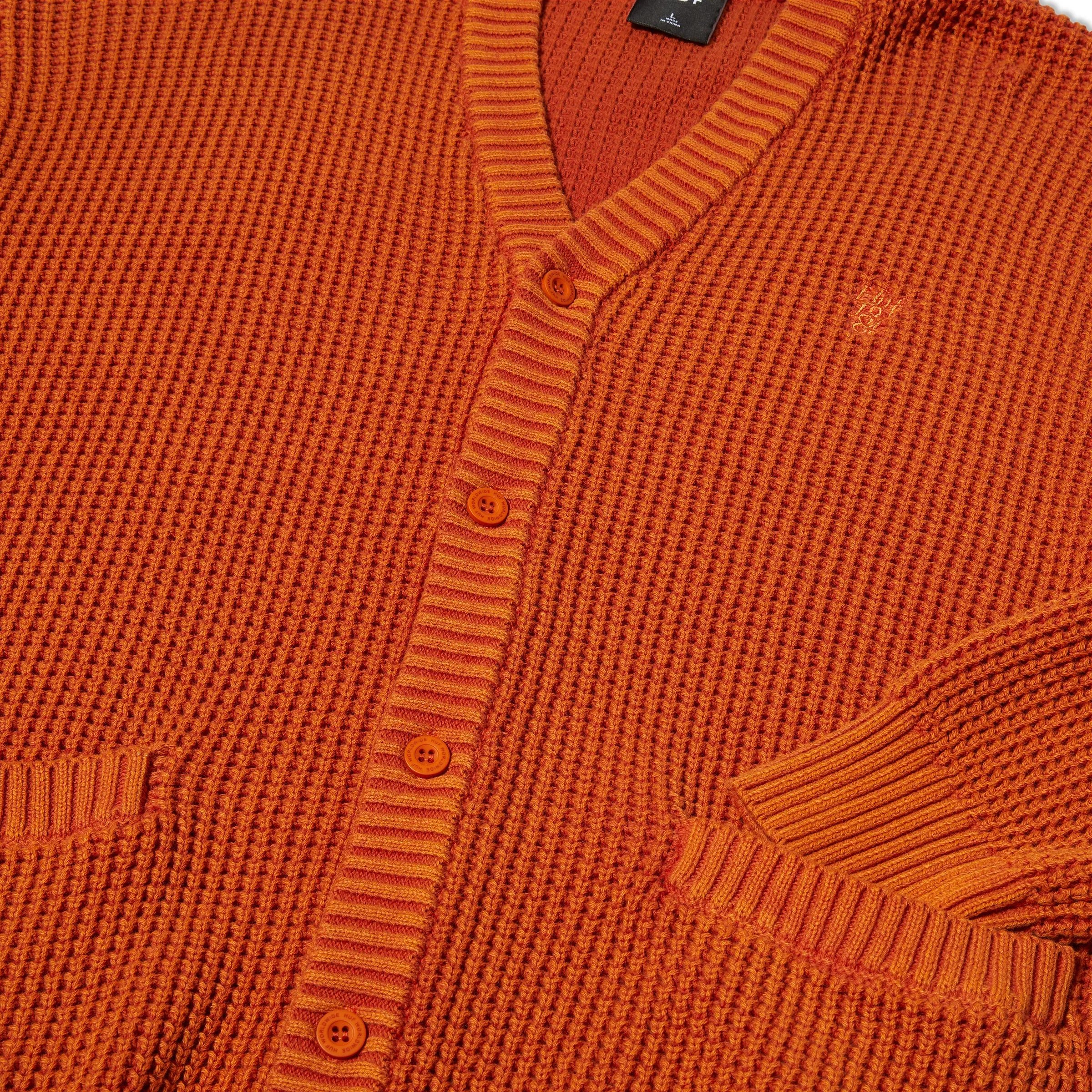 Chompa para Hombre HUF CARDIGAN COOLIDGE WAFFLE CARDIGAN RUST