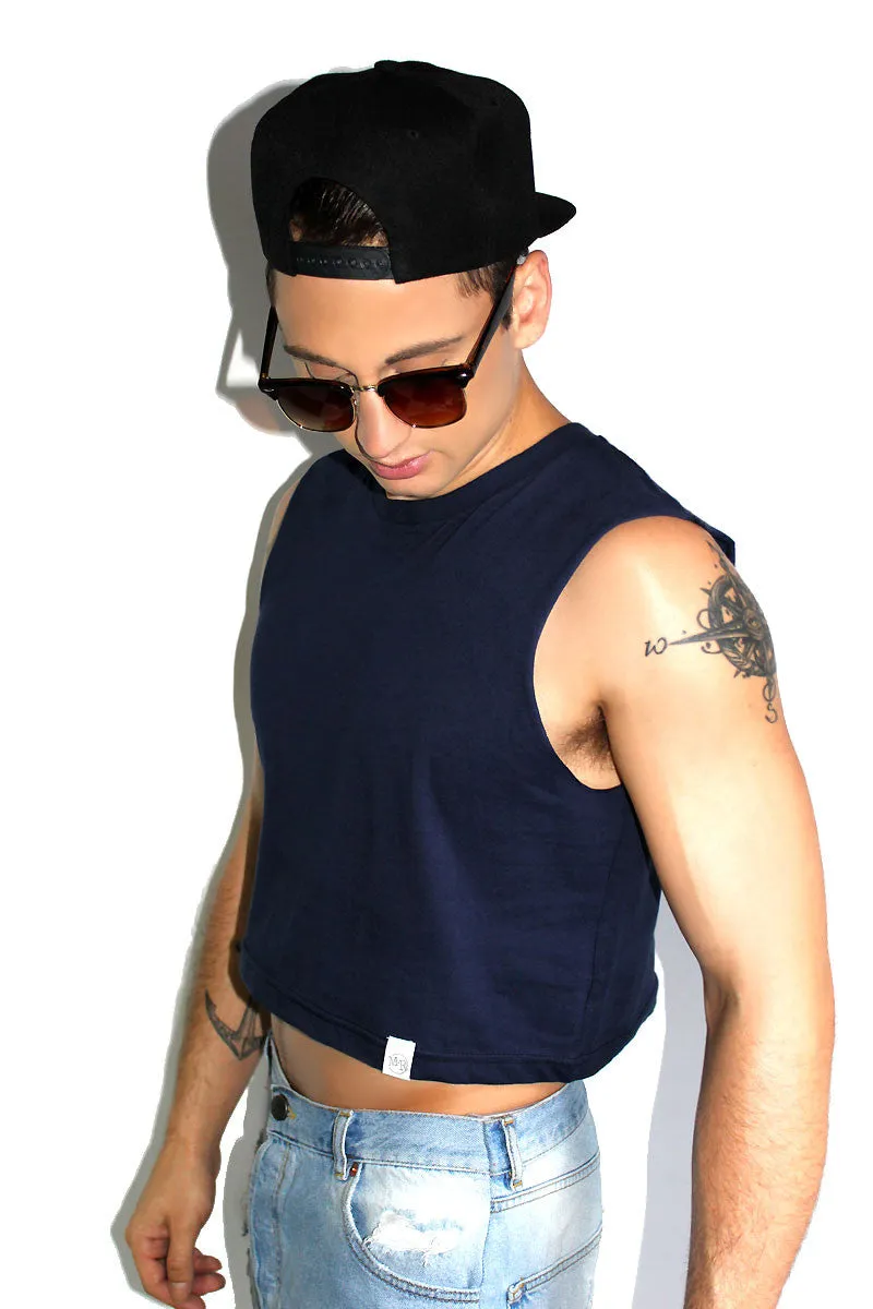 Core Crop Tank-Navy