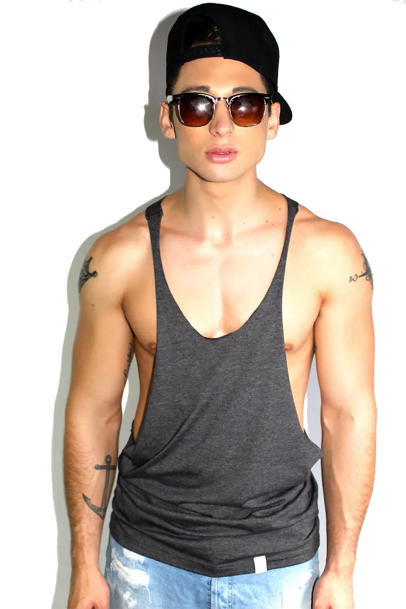 Core String Tank-Dark Charcoal