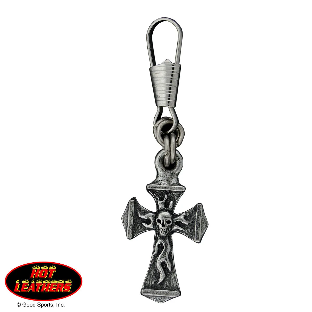 Cross with Skull Zipper Pull