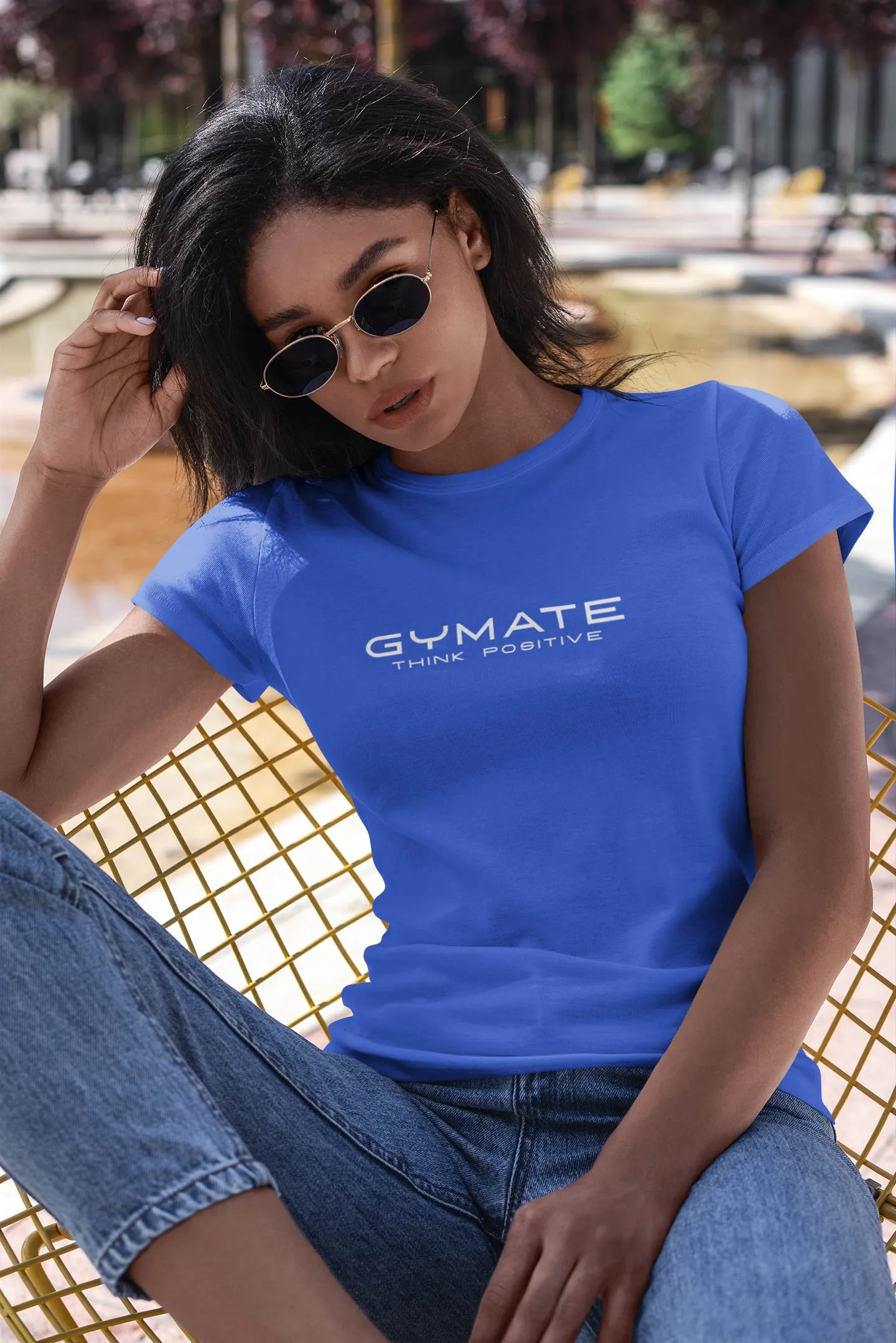 Designer T shirts for women Original Gymate Think Positive