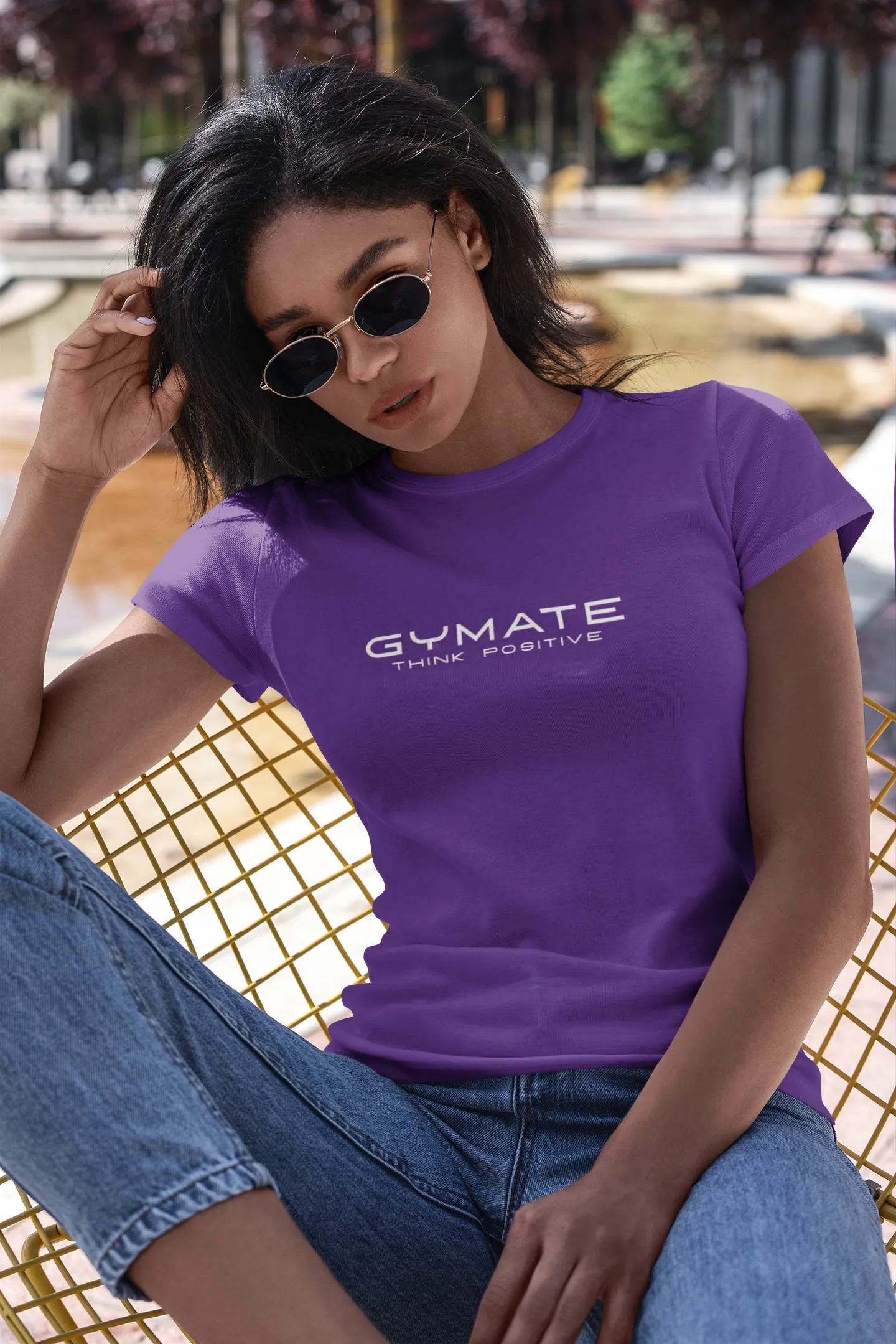 Designer T shirts for women Original Gymate Think Positive