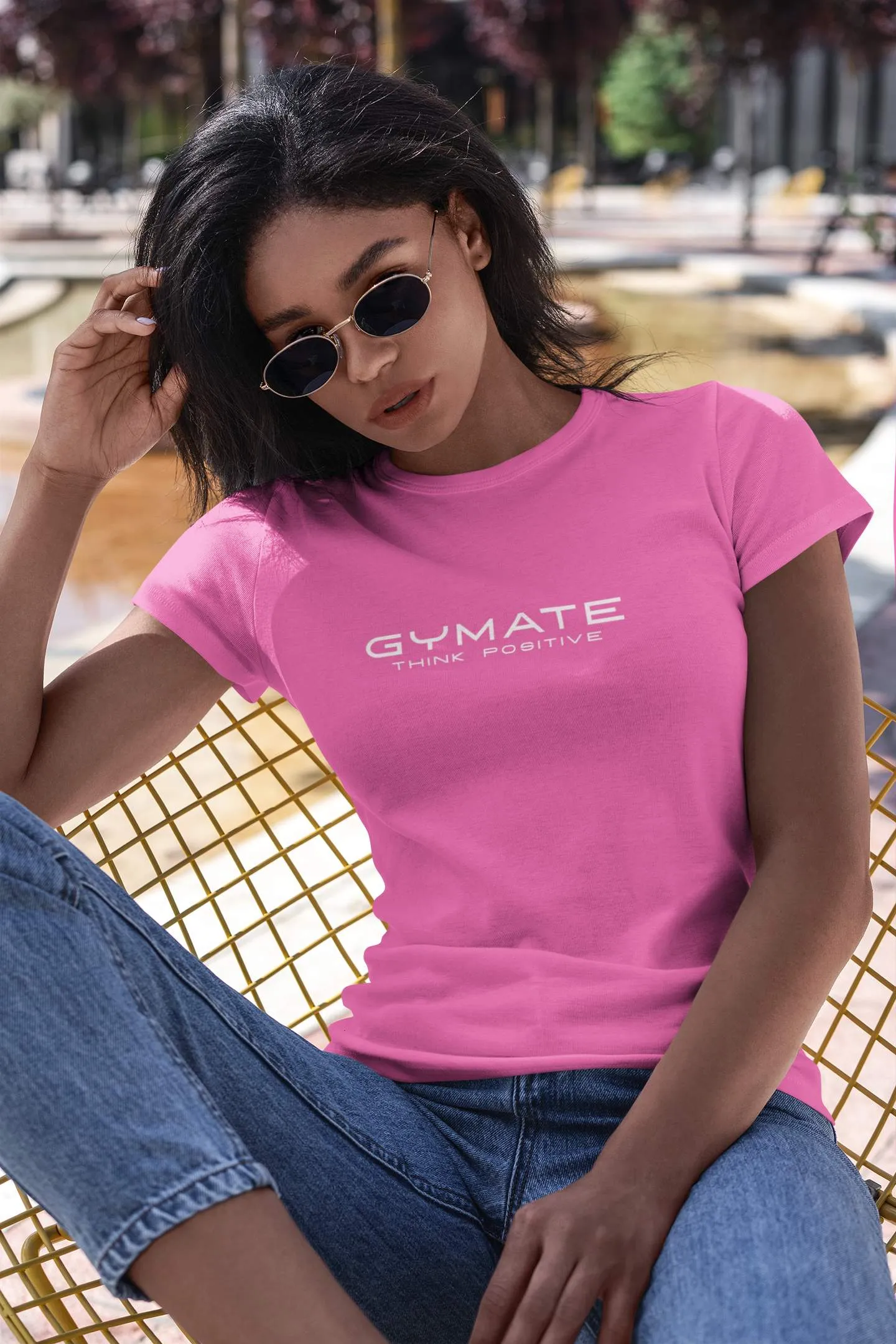 Designer T shirts for women Original Gymate Think Positive