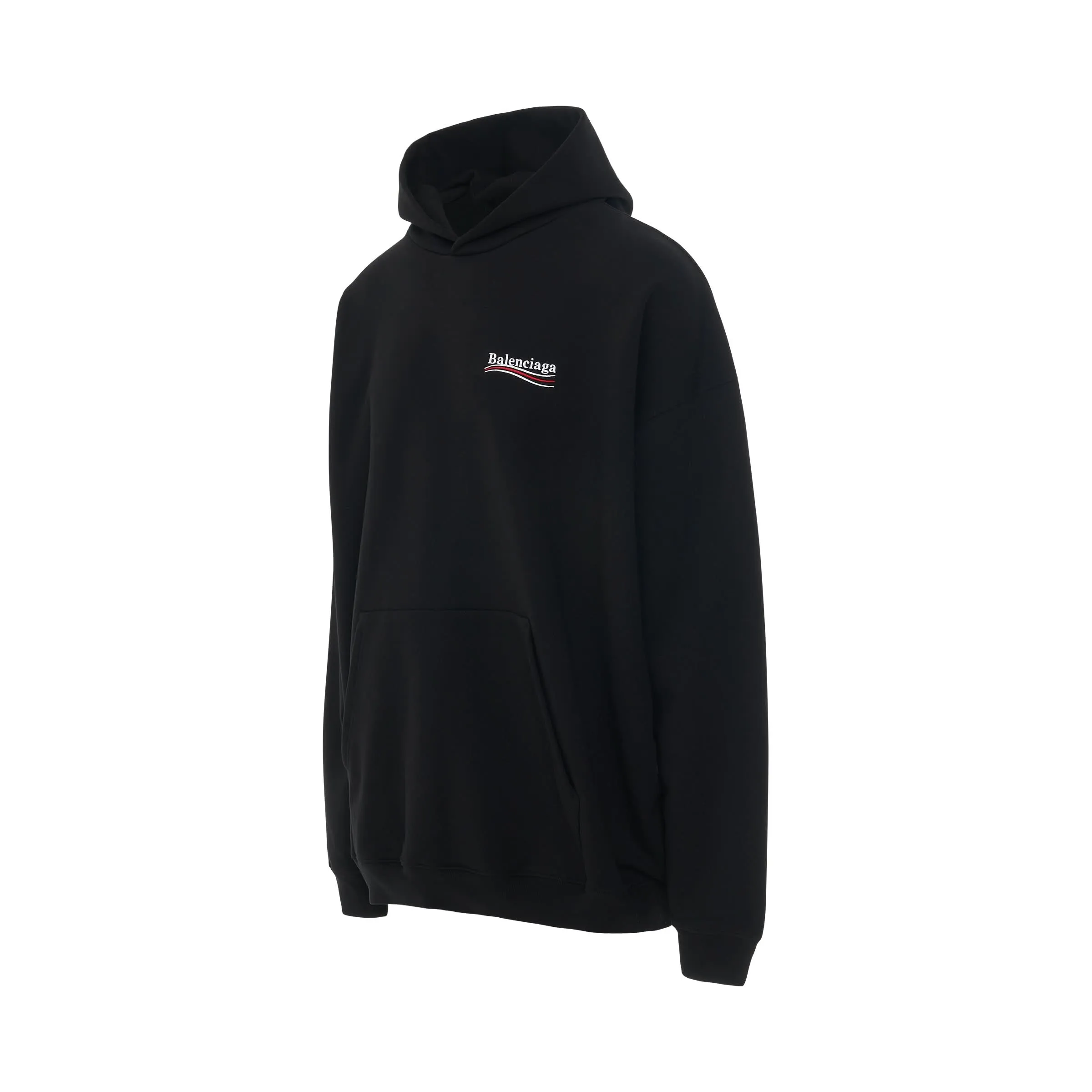 Embroidered Political Campaign Oversized Hoodie in Black