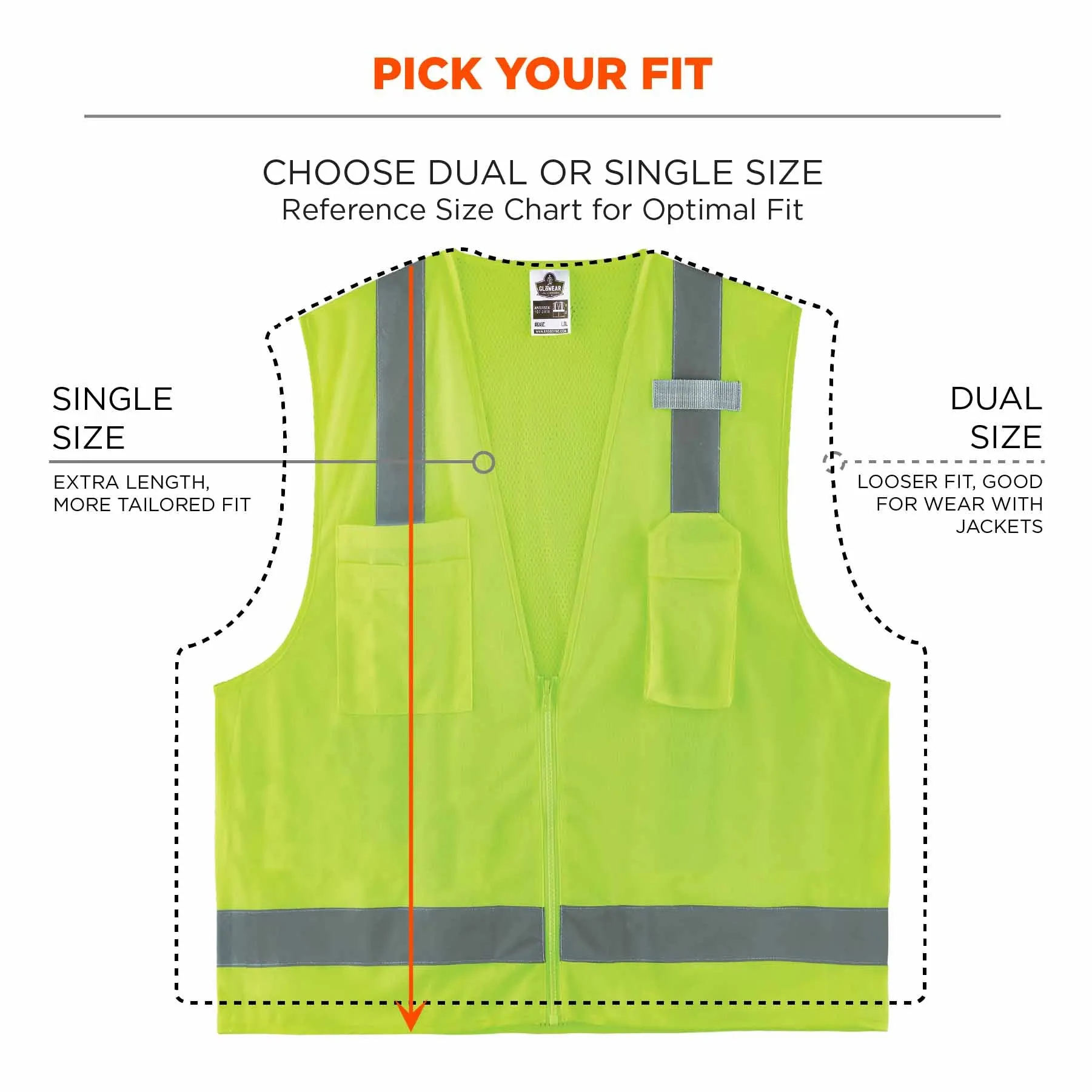 Ergodyne 24507 8249Z-S 3XL Lime Class 2 Economy Surveyors Vest - Single Size