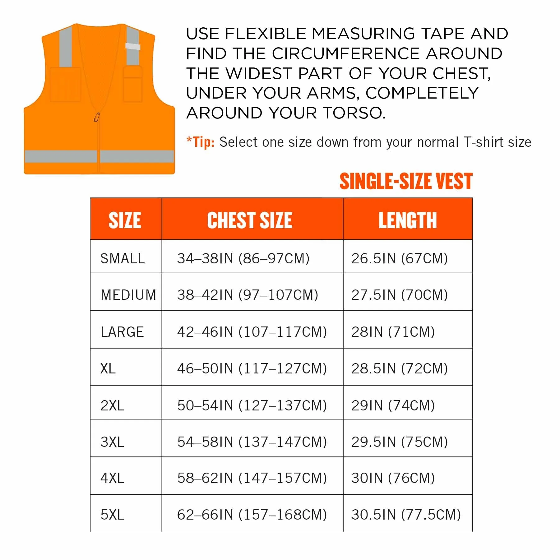 Ergodyne 24518 8249Z-S 4XL Orange Class 2 Economy Surveyors Vest - Single Size