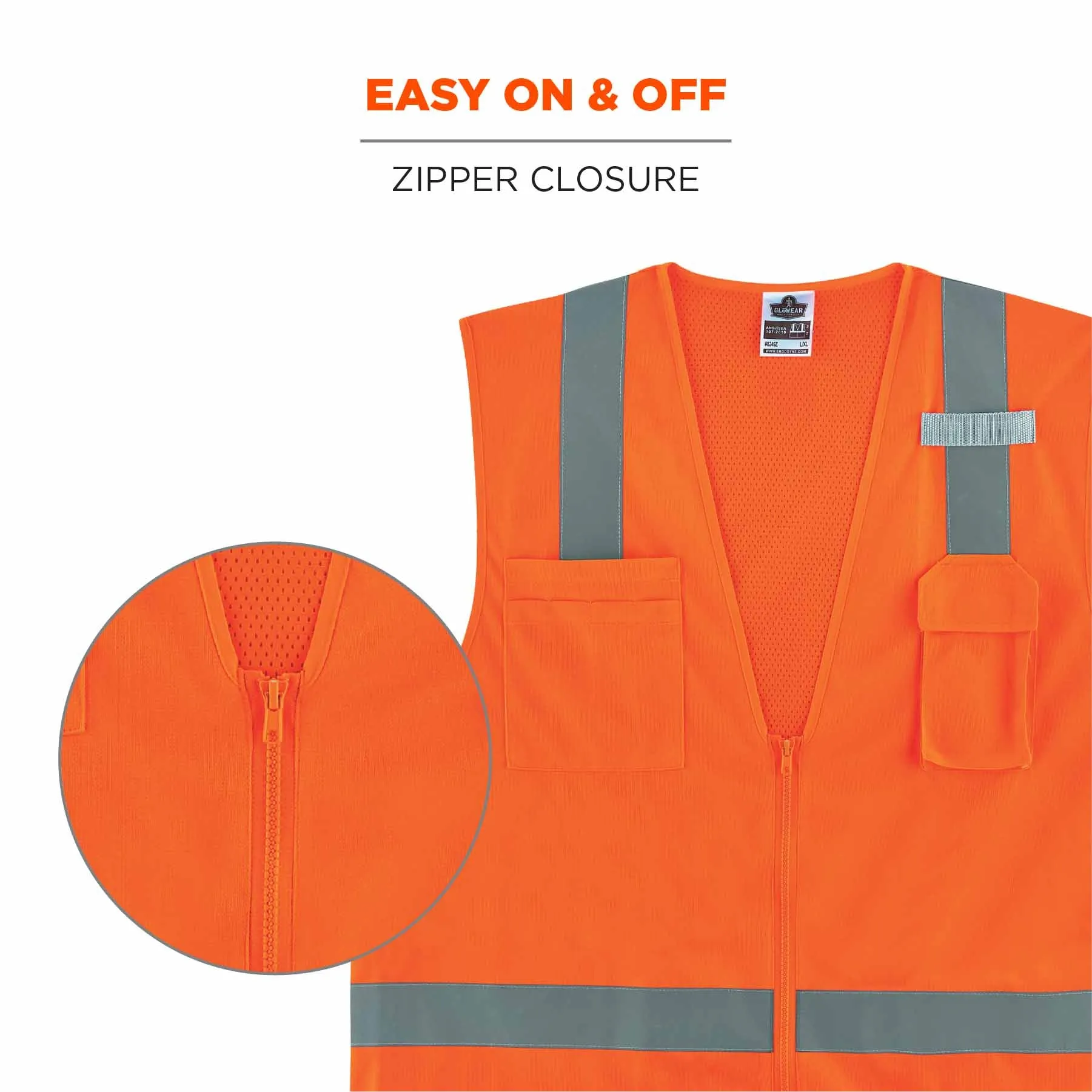 Ergodyne 24518 8249Z-S 4XL Orange Class 2 Economy Surveyors Vest - Single Size