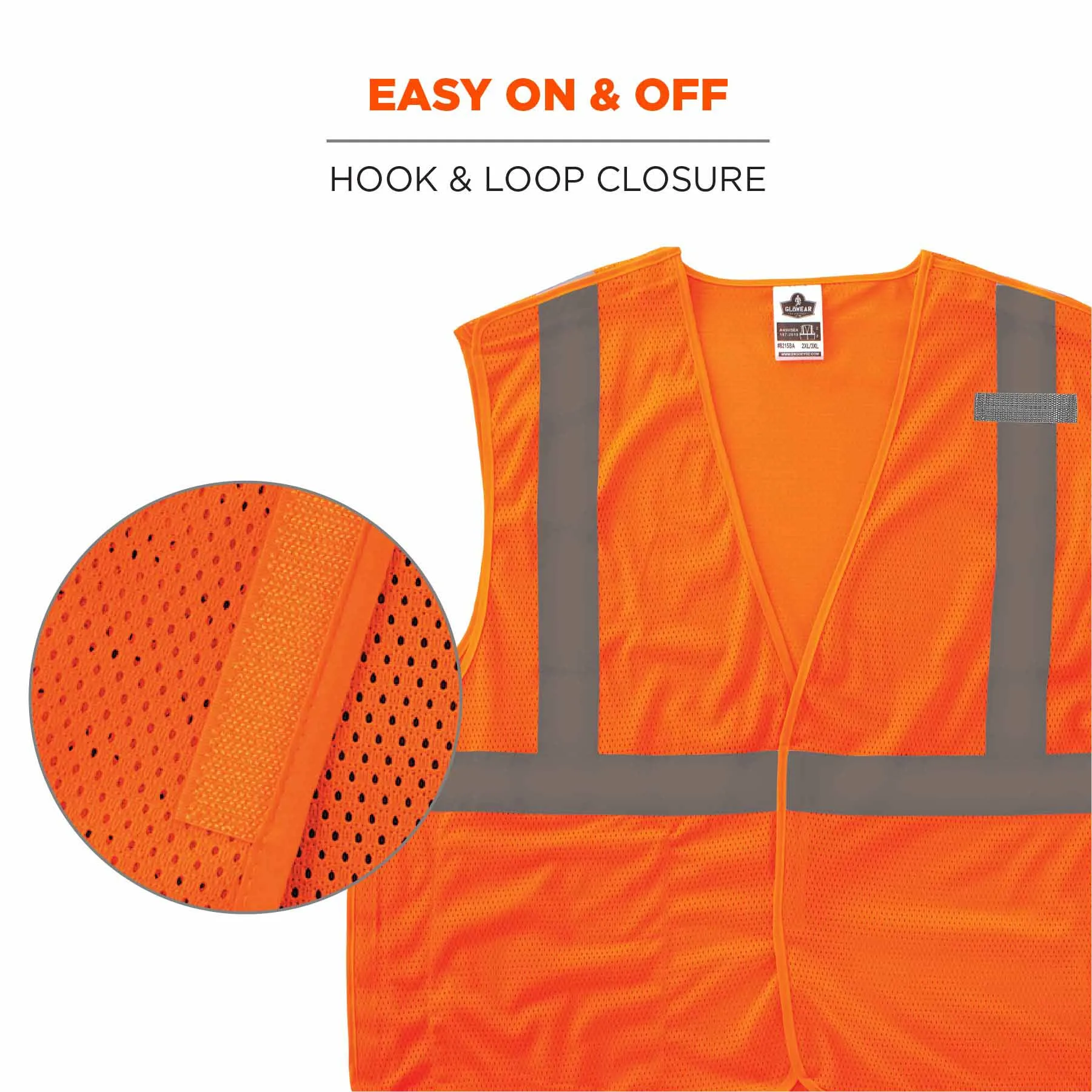 Ergodyne 24555 8215BA-S XL Orange Class 2 Economy Breakaway Mesh Vest - Single Size