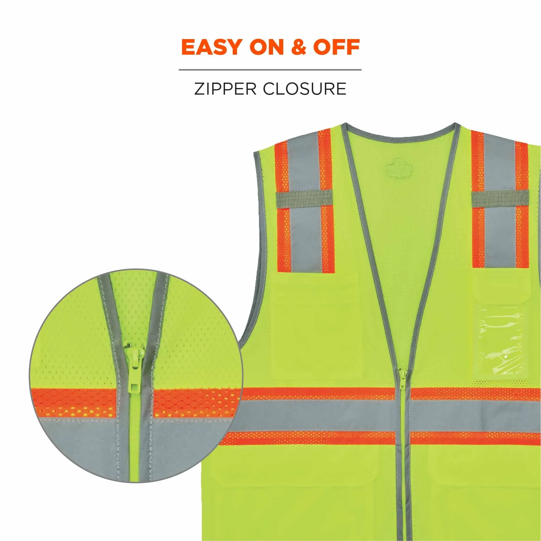 Ergodyne 24562 8246Z-S S Lime Class 2 Two-Tone Mesh Vest - Single Size