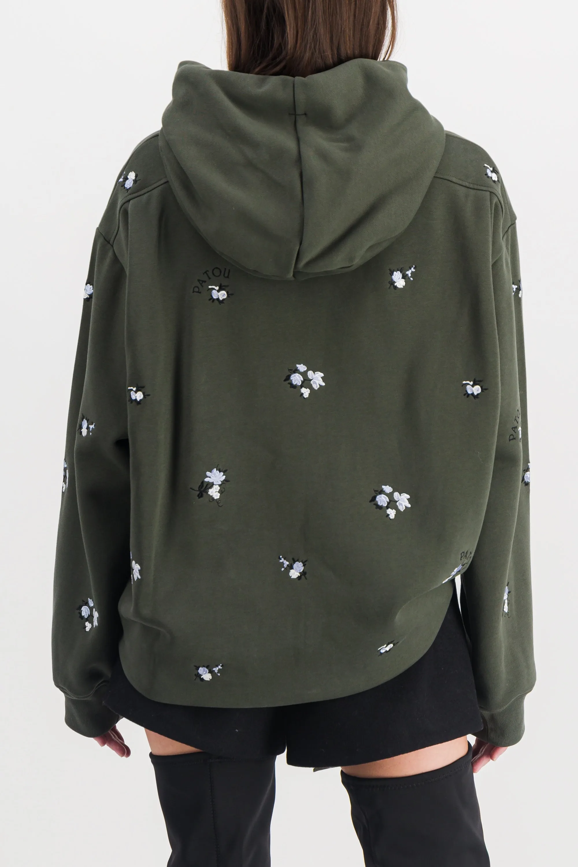 Flower embroidered oversized hoodie