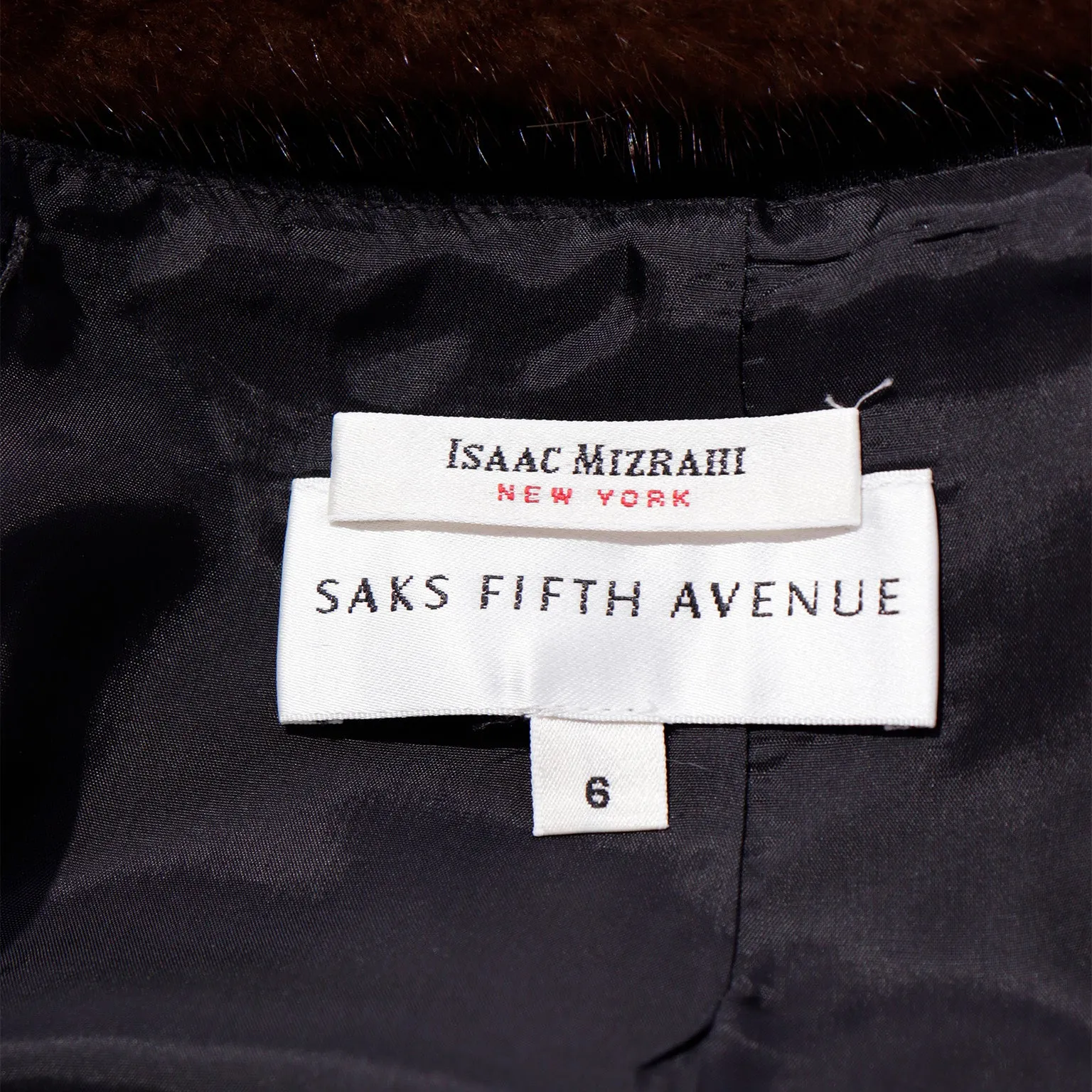 Isaac Mizrahi Black Midi Skirt with Brown Mink Fur Trim, Fall/Winter 1998