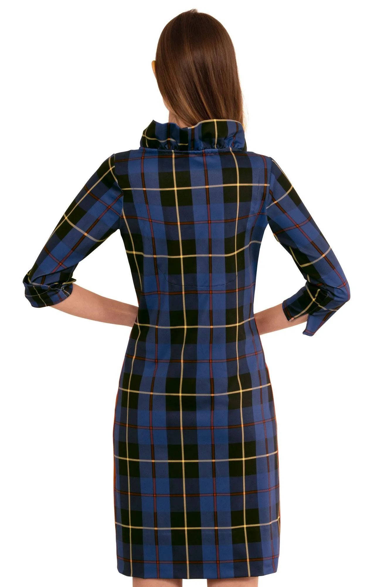 Gretchen Scott | 3/4 Jersey Ruffneck Dress | Plaidly Cooper | Women's