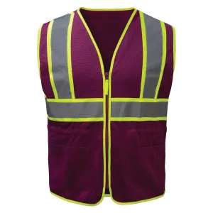 GSS Safety Women's Non-ANSI Two-Tone Zip Enhanced Visibility Vest w/Lime Contrasting