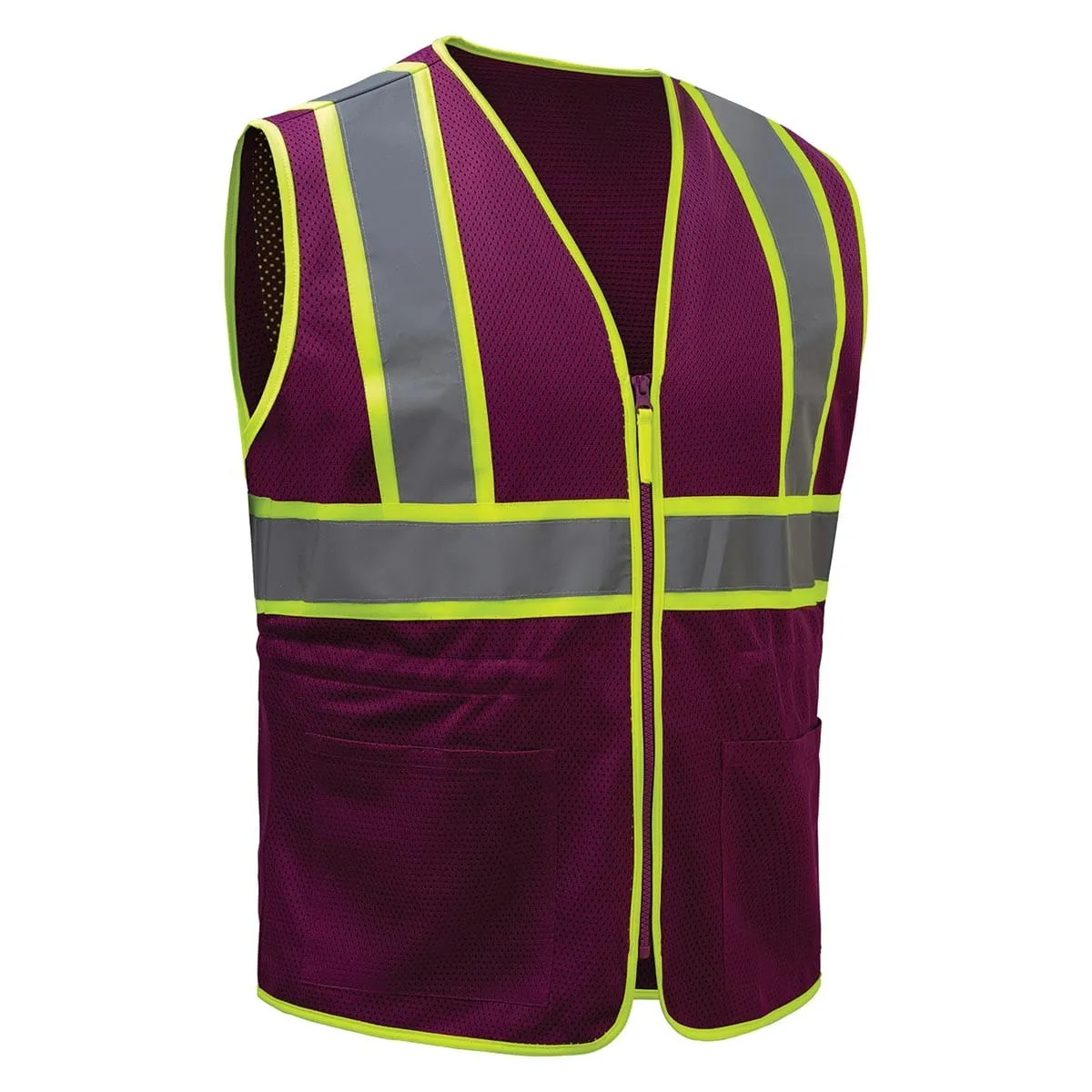 GSS Safety Women's Non-ANSI Two-Tone Zip Enhanced Visibility Vest w/Lime Contrasting