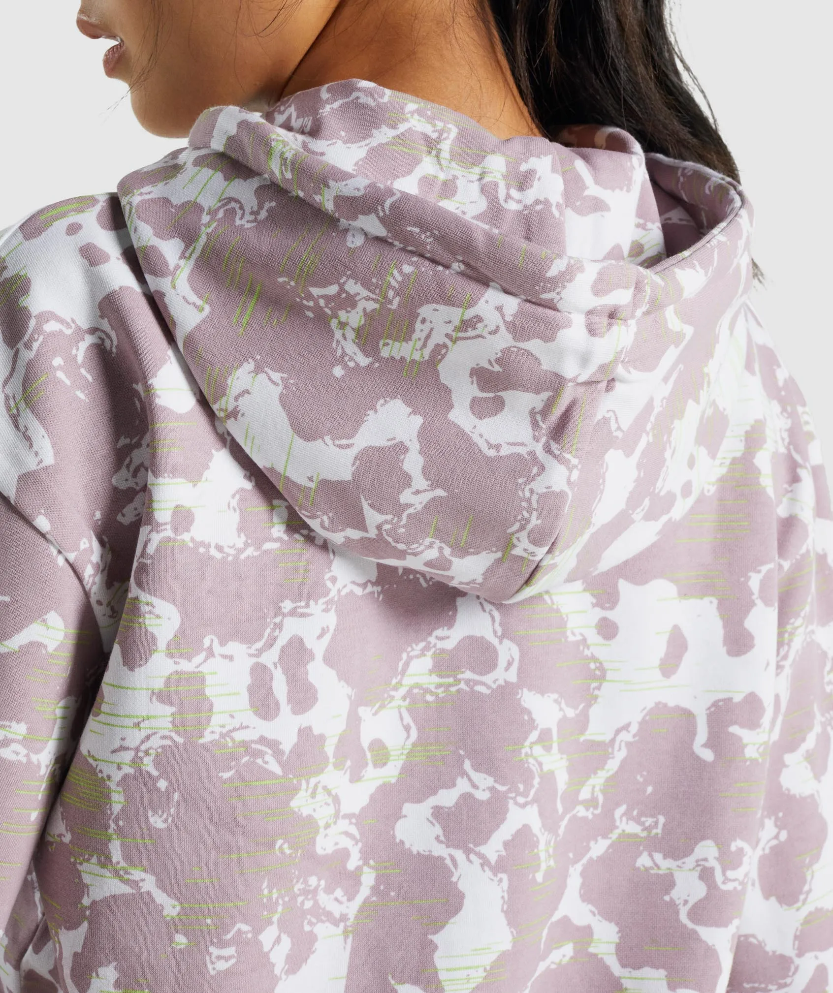 Gymshark Camo Graphic Oversized Hoodie - White/Purple Print