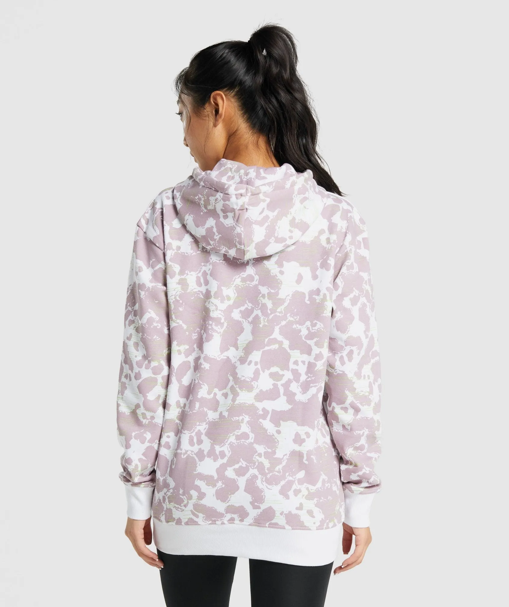 Gymshark Camo Graphic Oversized Hoodie - White/Purple Print