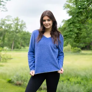 Heather Fleece V-neck Sweater