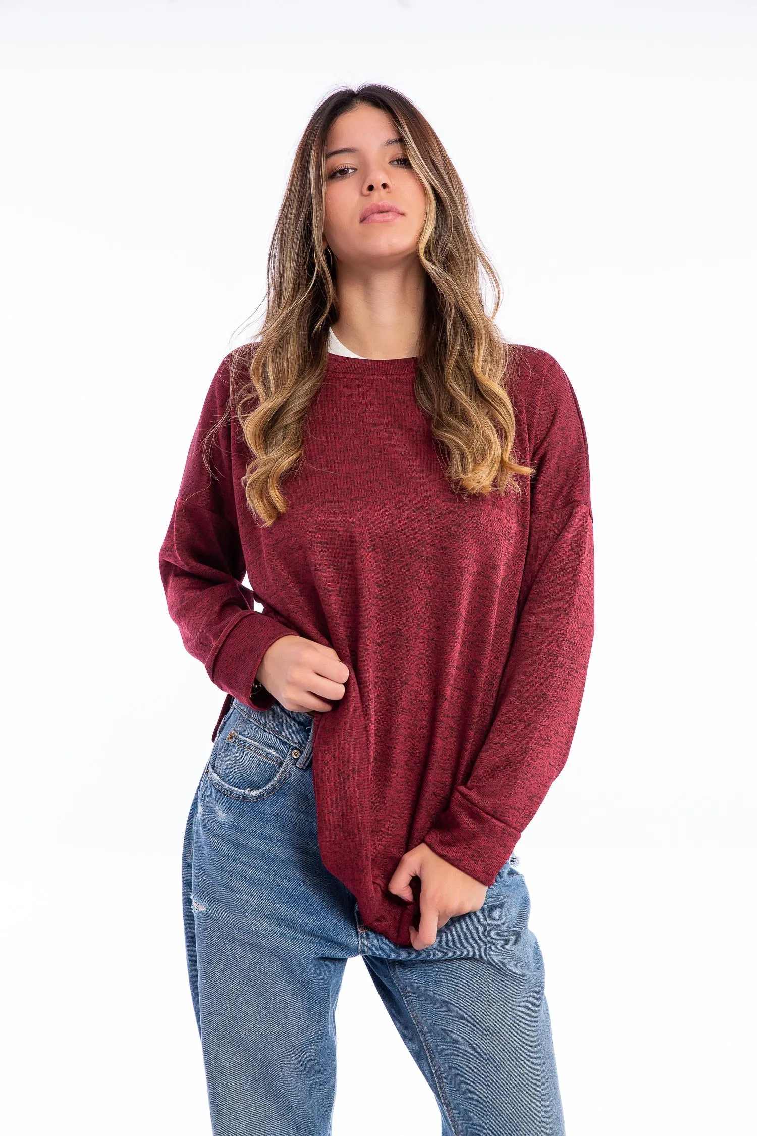 High Low Knitted Sweatshirt - Kady