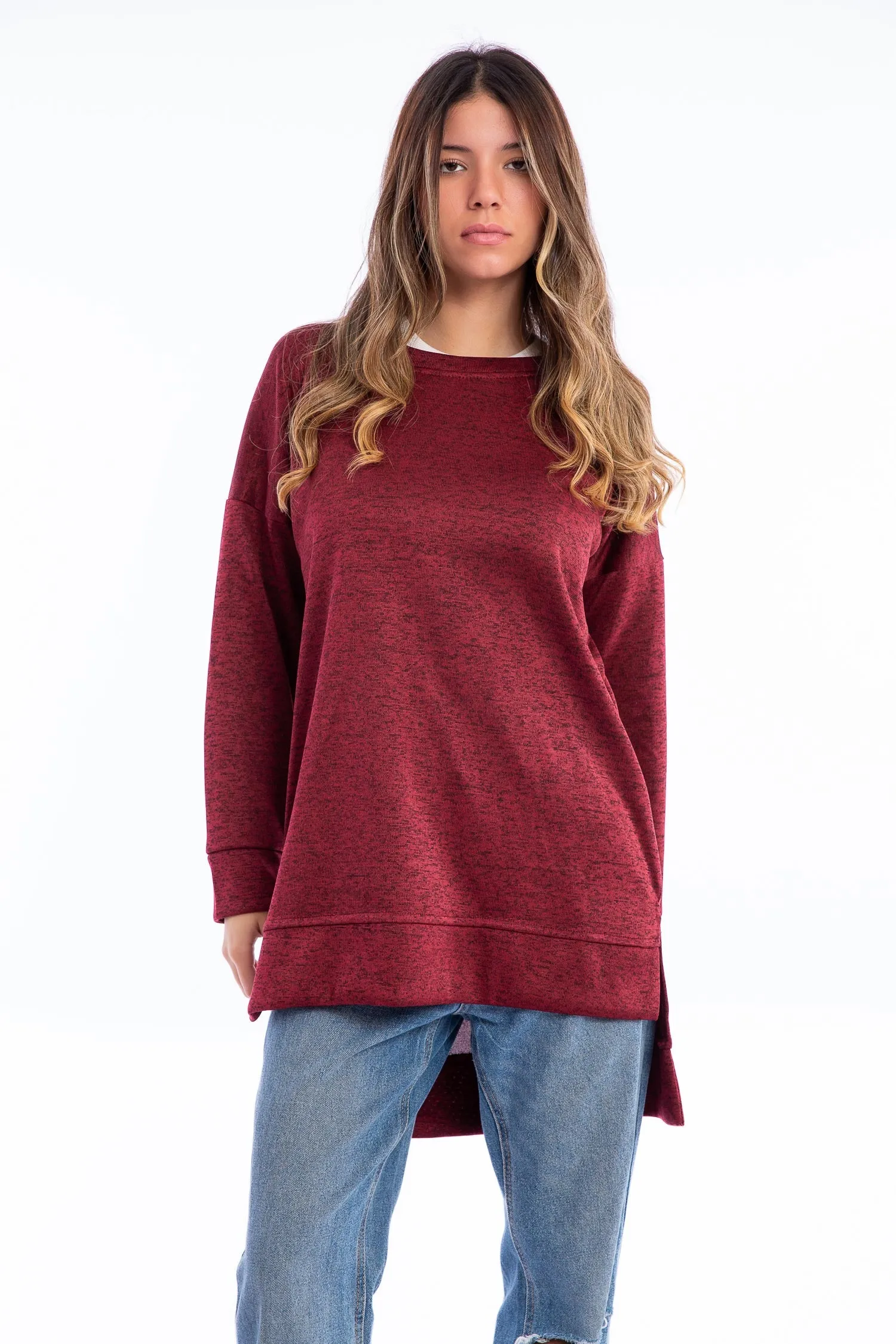 High Low Knitted Sweatshirt - Kady