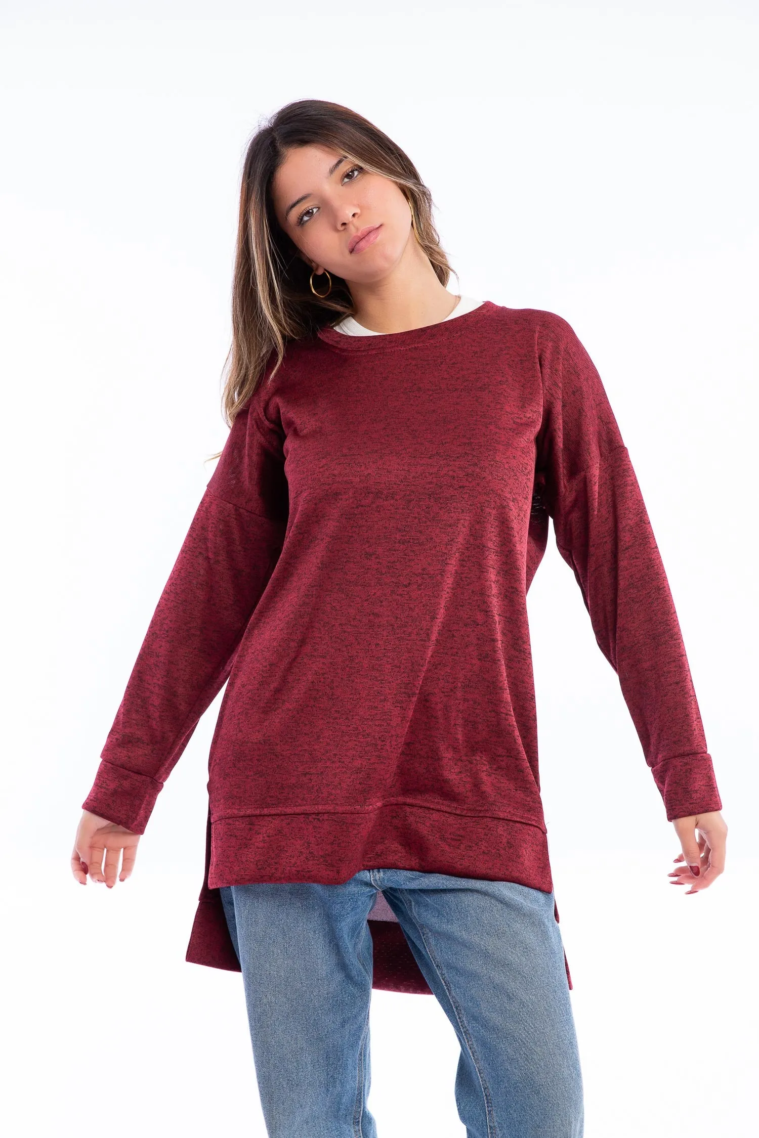 High Low Knitted Sweatshirt - Kady