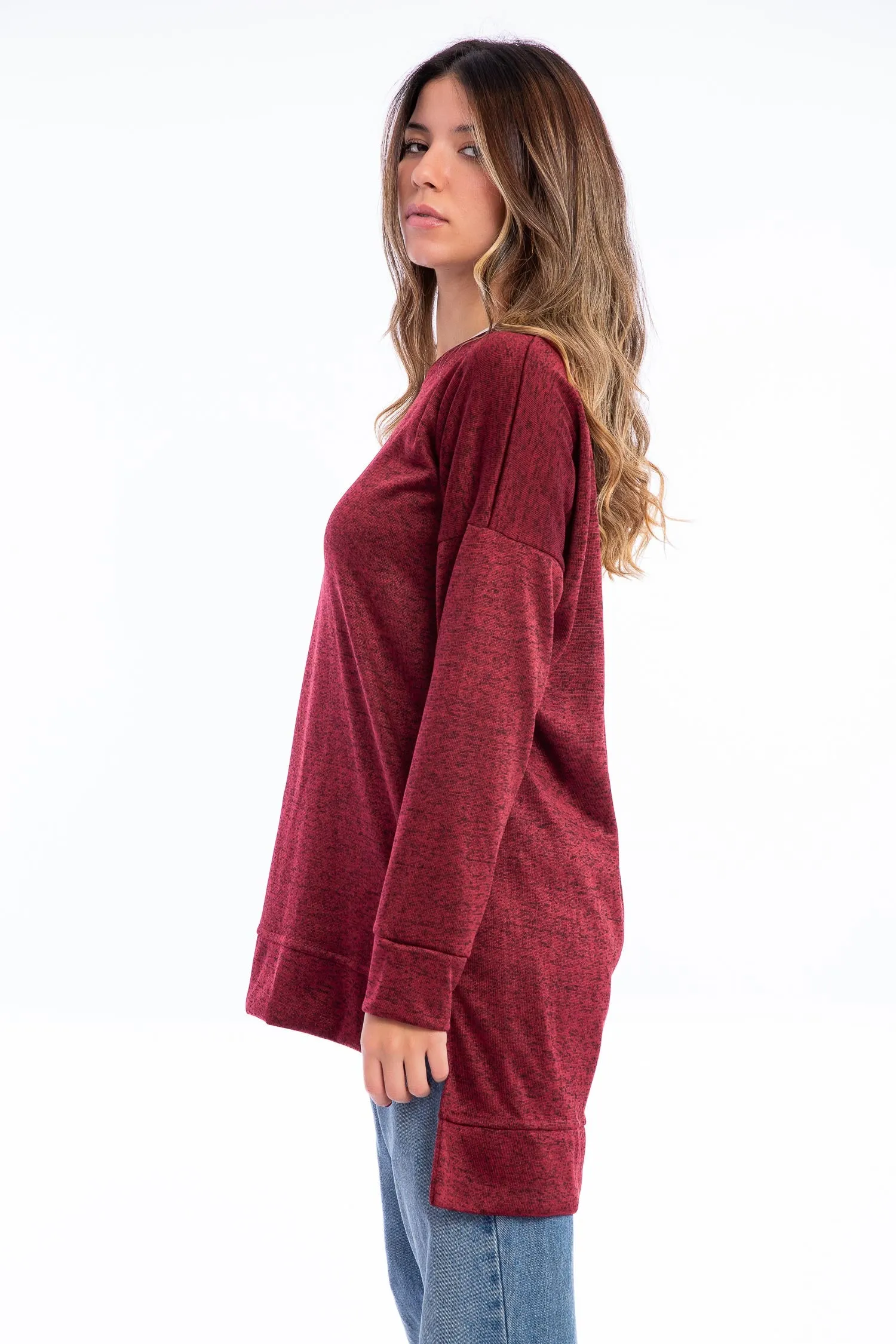 High Low Knitted Sweatshirt - Kady