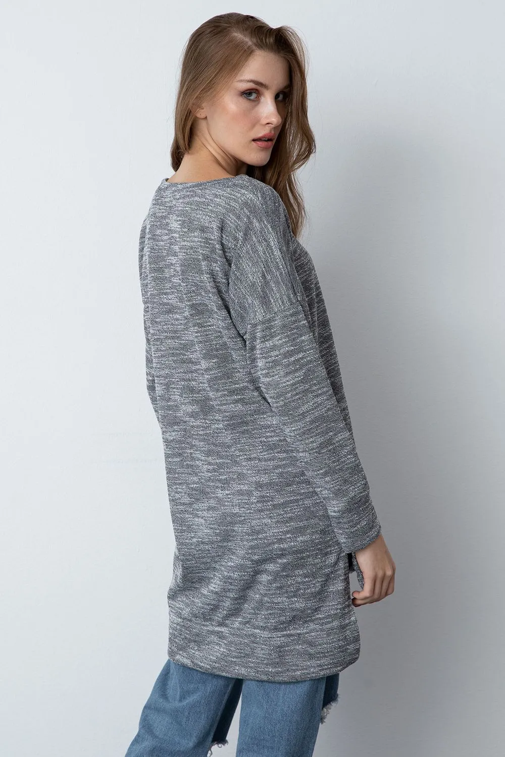 High Low Knitted Sweatshirt - Kady