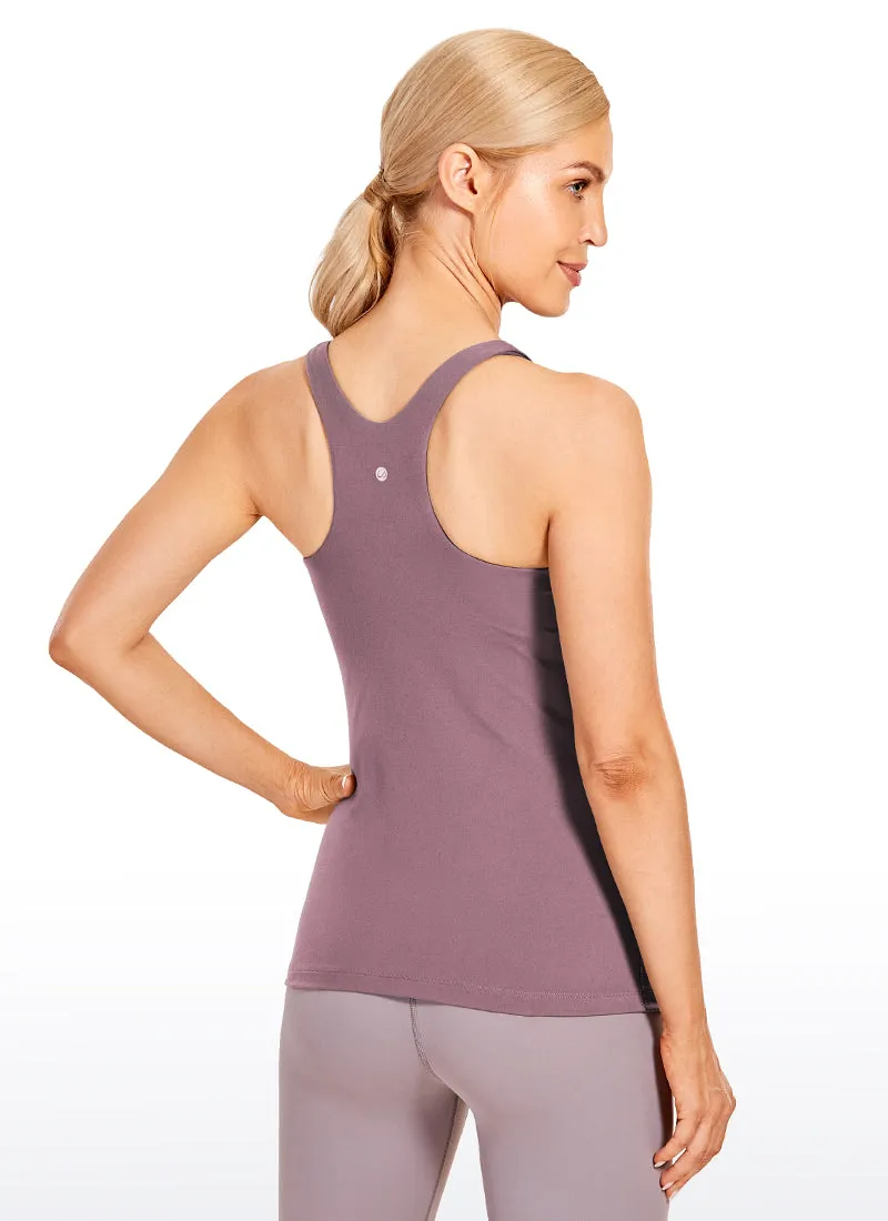 High Neck Built-in Bra Tanks Racerback