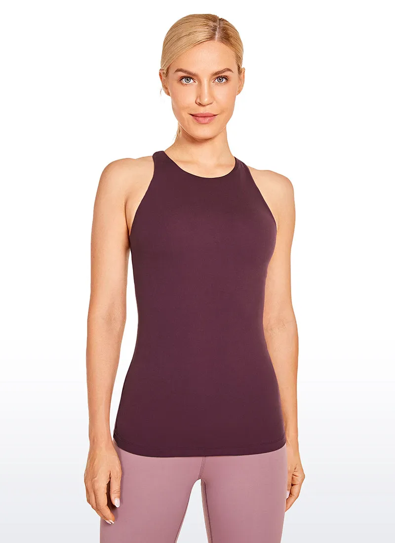 High Neck Built-in Bra Tanks Racerback