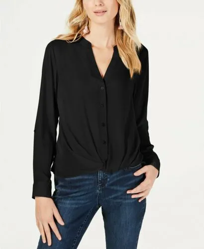 I.n.c. Petite Twist-Front Button-up Shirt