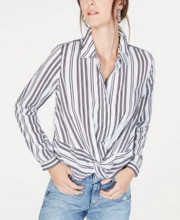 I.n.c. Petite Twist-Front Button-up Shirt