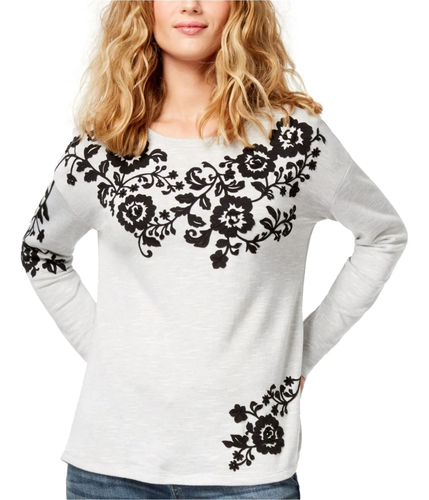 International Concepts Women's Embroidered Sweatshirt, Size Medium