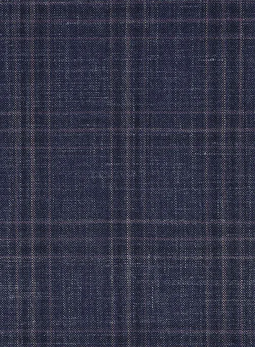 Italian Wool Silk Linen Vrella Blue Checks Jacket