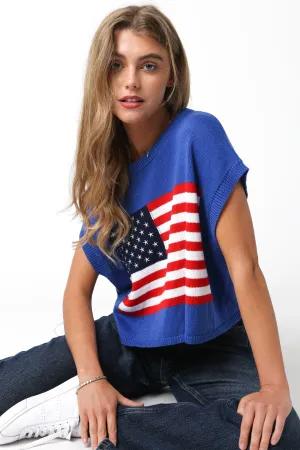 Journey Flag Knit Top (Blue)