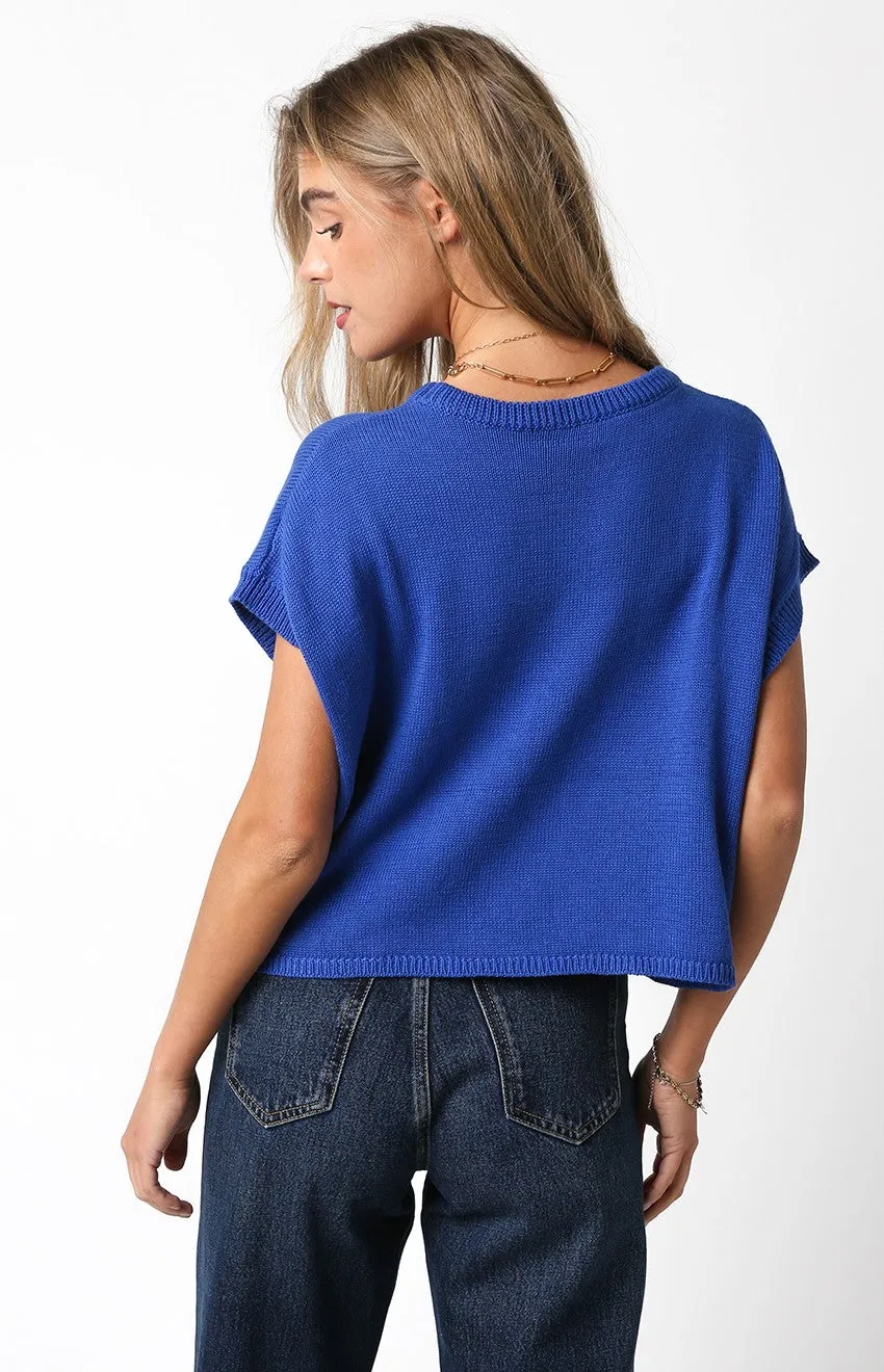 Journey Flag Knit Top (Blue)