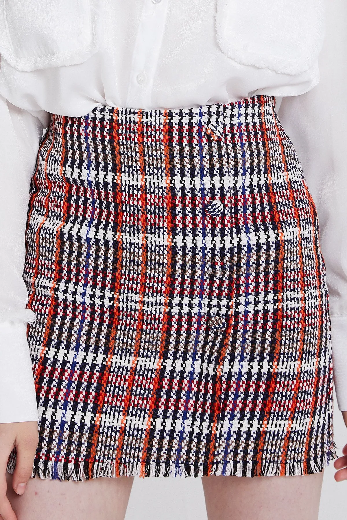 Kaitlyn Buttoned Plaid Skirt